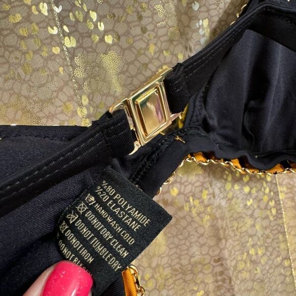 Lily Rose Paradise Black Pink Orange Yellow Gold Plated Chain Triangle Bikini To - Picture 7 of 12